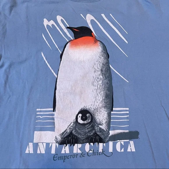 VTG 90s Antarctica Emperor & Chick Antarctic Shop Christchurch Penguin Tshirt - Picture 3 of 6